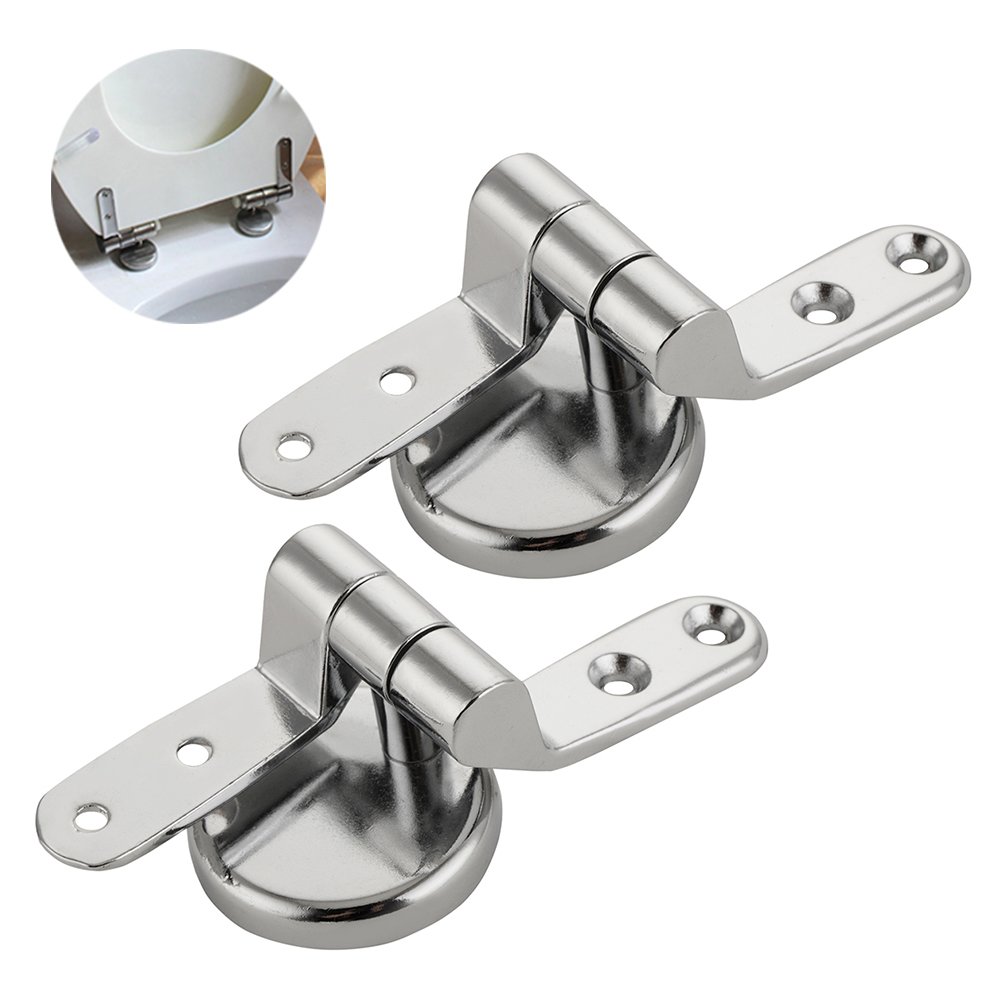Pair of Toilet Seat Hinge Solid Chrome Replacement with Fittings