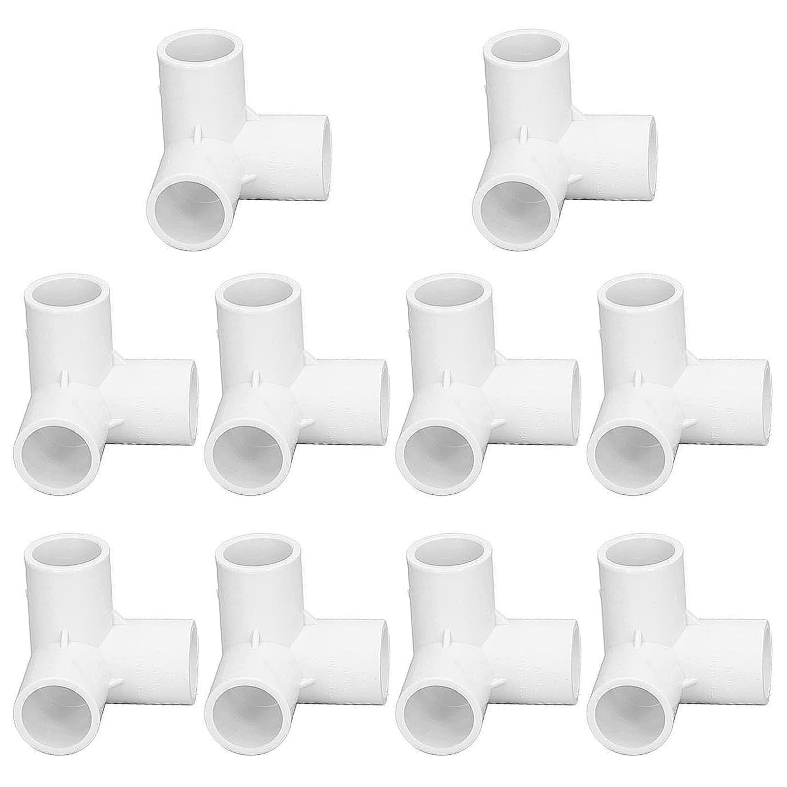 10PCS 3 Way Pipe Fittings PVC Plastic 90 Degree Elbow Right Angle Tee Corner Connector 20mm Inner Diameter for Water Pipes Furniture Greenhouse DIY PVC Shelf Garden Support Structure