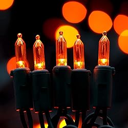 YULETIME 200 Orange LED Christmas Lights with Black