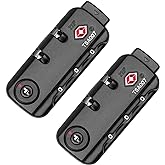 TSA007 Padlock Luggage Travel Lock and 3 Digits Self-Setting A Variety of Different Combinations Luggage Bag Travel Security Code Lock, Black, 2 Pack