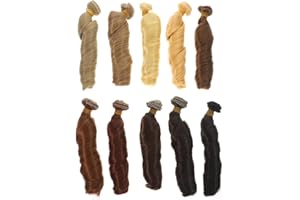 NOLITOY 10Pcs High Temperature Silk Doll Wigs Straight Hair Extensions Lightweight Synthetic Weft for Doll Hair Rerooting Diy