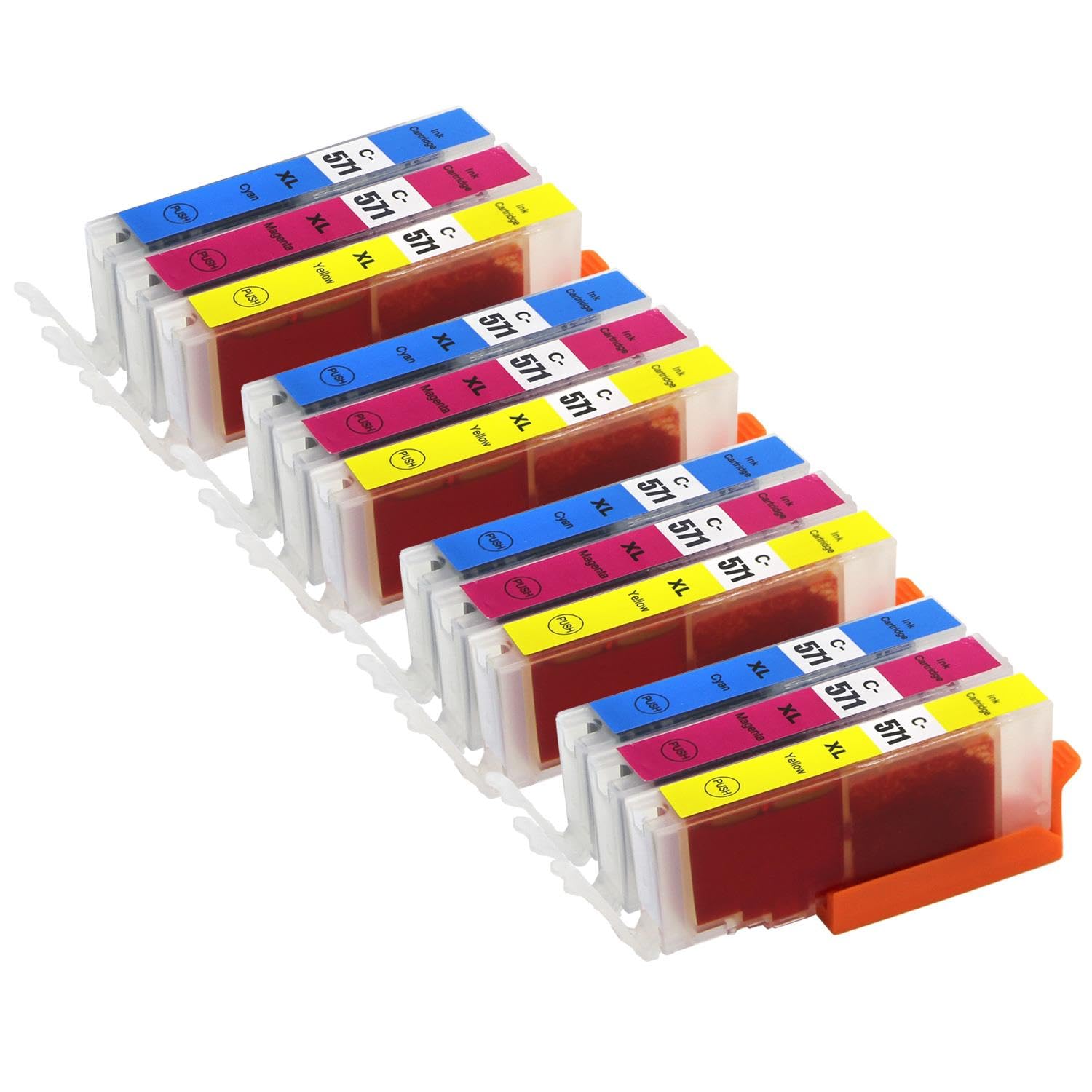 Go Inks 4 C/M/Y Set of 3 Ink Cartridges to replace Canon CLI-571 Compatible/non-OEM for PIXMA Printers (12 Inks), High Capacity