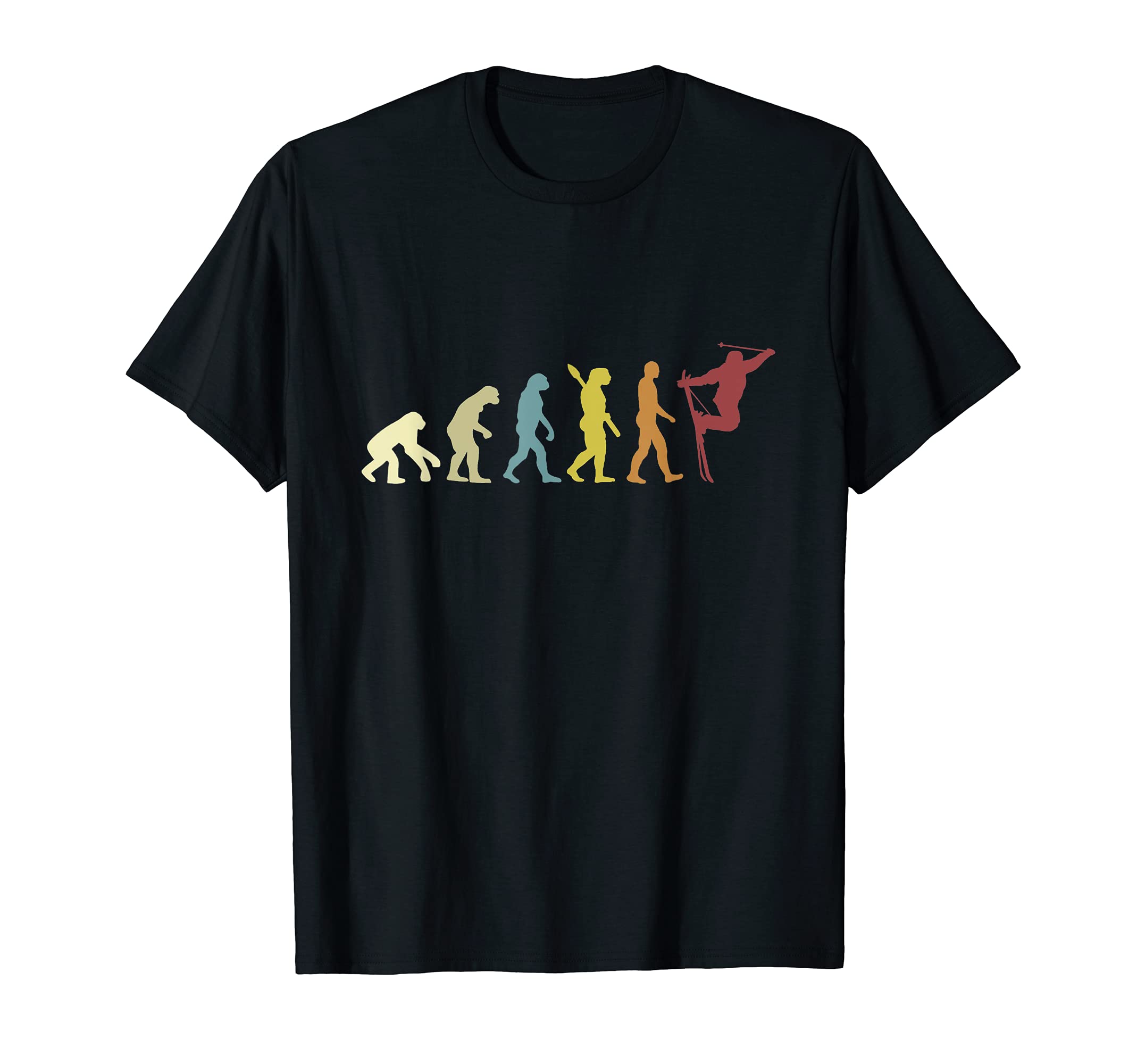 Retro Skier Cool Ski Stunt Trick Evolution T-Shirt