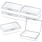 6 Pcs Mini Plastic Storage Containers with Lids, 4.5x3.4 Inches Clear Rectangular Boxes for Beads, Jewelry, Small Items, Crafts, Game Pieces, Business Cards, Accessories, Organizers for Collecting