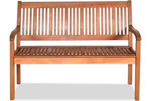 SPORFIT Foldable Outdoor Garden Bench, 4 FT 2-Person Loveseat, Acacia Wood with High Back & Armrests, Teak Finish, Easy to Assemble