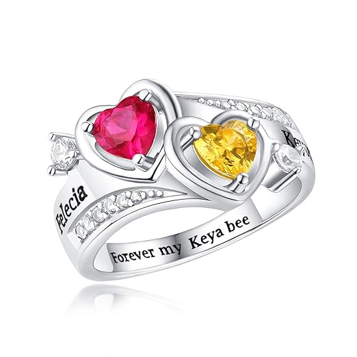 Buy Promise Ring Birthstone Rings Personalized Engraved 2 Names Gifts