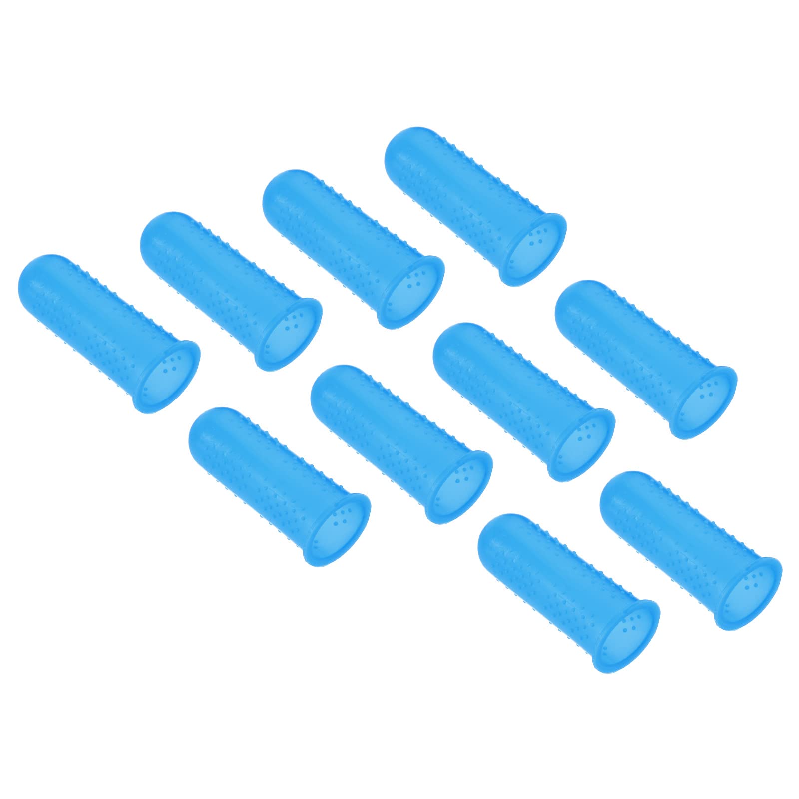 PATIKIL 0.59 Inch Rubber Finger Tips, 10 Pack Silicone Thumb Fingertip Protector Covers Guard Finger Grips Thimble for Office Counting Sorting Sewing, Blue Small Size