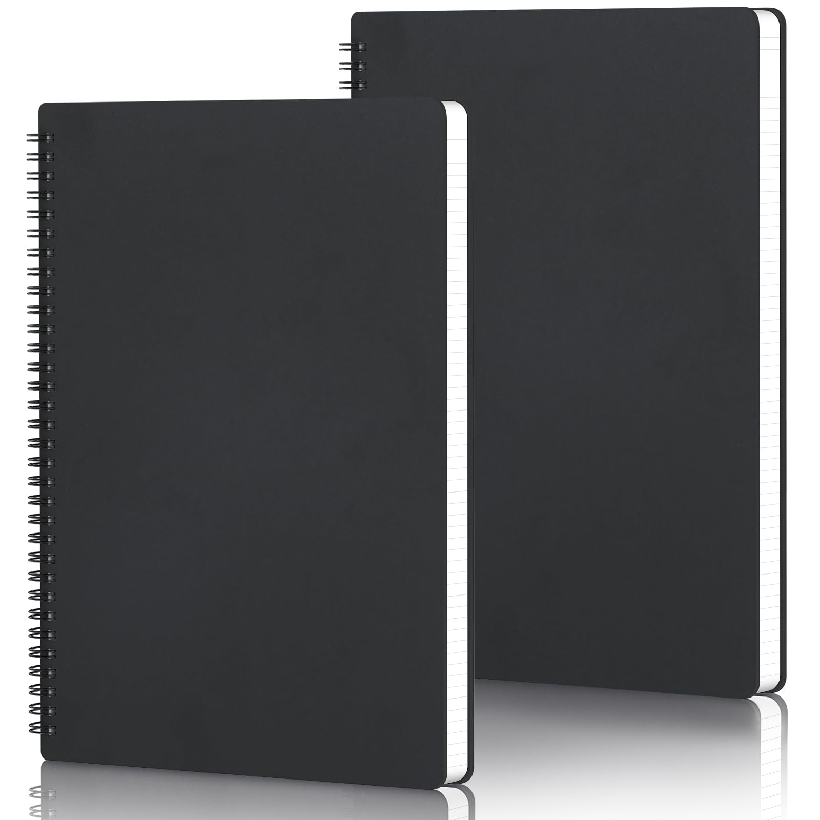 Yarotm Spiral Notebook A4 - Pack of 2 Notebooks with 7mm Lines - 100GSM Ruled Paper Notepad A4-60 Sheets/120 Pages Lined Notepads A4 - Black Wirebound Notebook College Diary