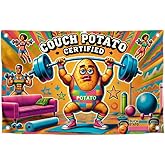 3x5 Ft Polyester Flag with 4 Brass Grommets - Flag with Gym Couch Potato Certified for Wall Decoration - Multicolored Single SidedBanner for Bedroom and Teen Boys or Funny for College Room Banners
