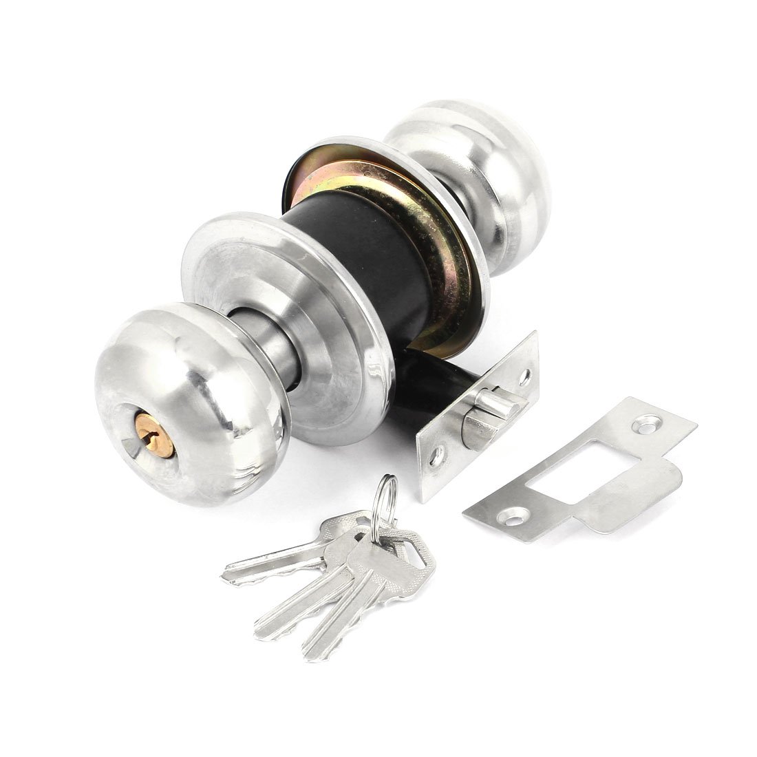 Sourcingmap Bathroom Door Handle Knob Entrance Key Lock Locking Latch Silver Tone