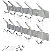 GlazieVault Coat Rack Wall Mount - Stainless Steel (2 Pack) - Heavy Duty Hooks for Hat, Towel, Robes, Jacket, Clothes - Bathroom, Entryway Hanger