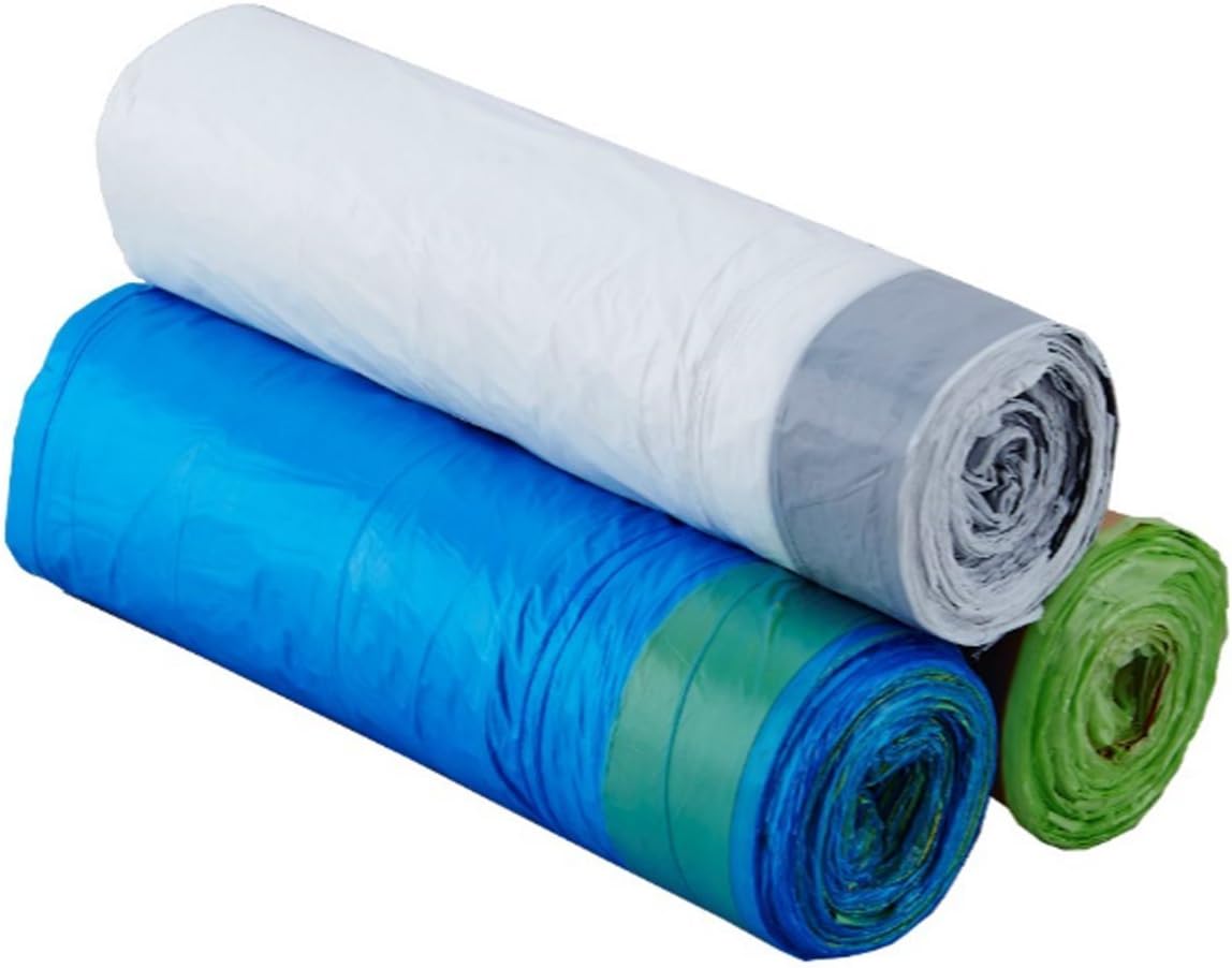 Besli 0.8-1.2 Gallons Drawstring Strong Trash Bag Garbage Bag (120 Bags(0.8-1.2 Gallon), White/Blue/Green)
