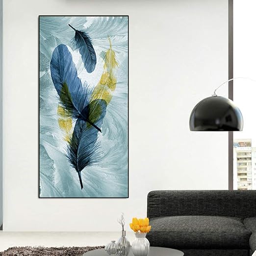 Rtckf Moderne Aquarell Leinwand Bild Schone Blaue Stift Poster Nordic Wandbild Fur Wohnzimmer Dekoration Kein Rahmen A1 20x40 Cm Amazon De Kuche Haushalt