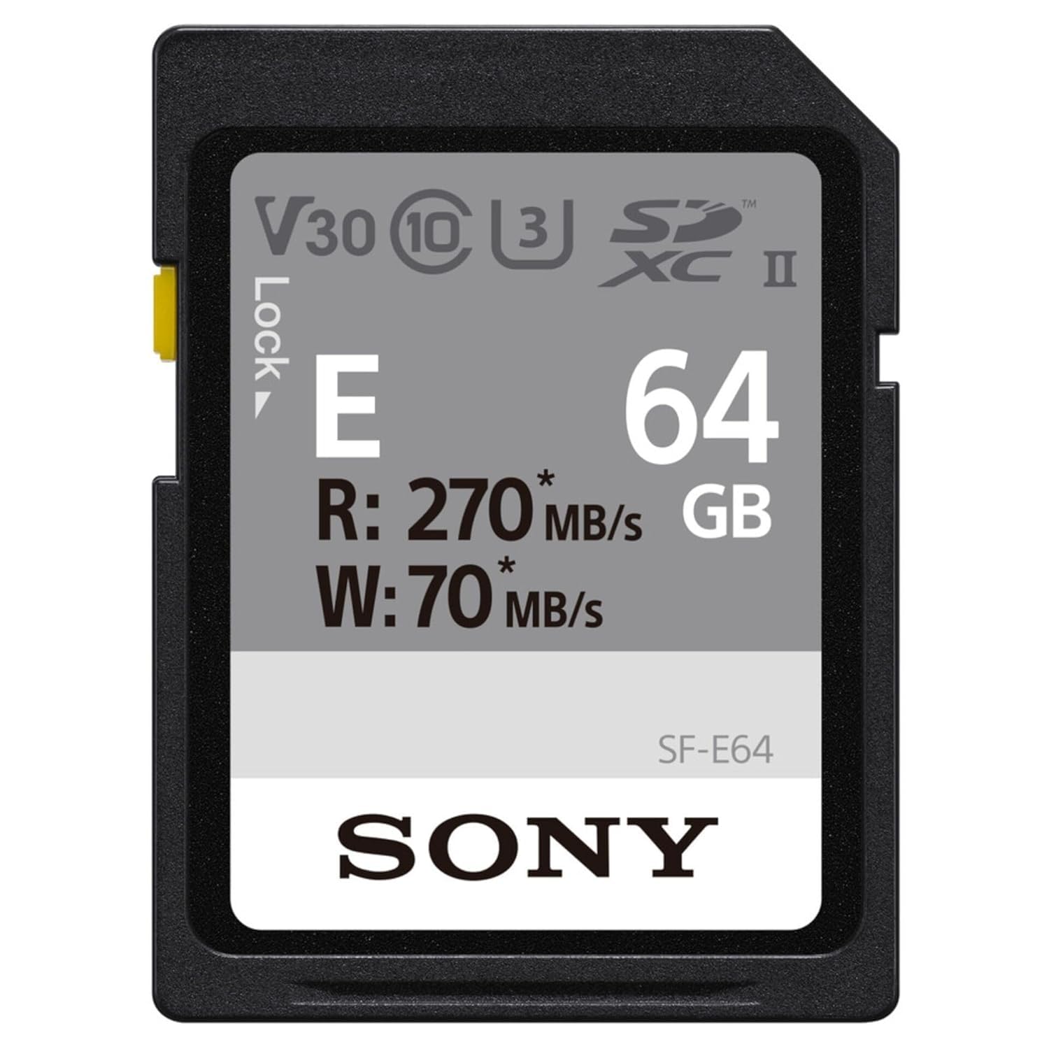 Sony SFE Series 64GB SDXC UHS-I Memory Card – V30 High Speed (Up to 100MB/s Read) – Full HD & 4K Video Ready Storage for Cameras & Devices – SFE64A.AE