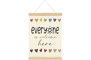 Mtrgdn Classroom School Everyone is Welcome Here Decor - Safe Space Sign Poster Hanger Frame,Positive Kids Room Wooden Frames,Motivational Wall Hanging Banner Decor for Nursery 12x16 Inch