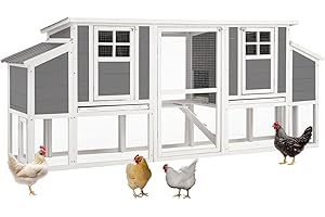 JFHID 98'' Extra Large Chicken Coop for 6-8 Chickens with Run, Wood Chicken House with 4 Nesting Boxes & Pull-Out Tray, Outdo