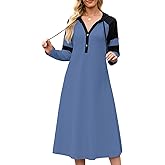 Hoodie Dress for Women Fall Winter Button Waffle Knit Long Sleeve Sweatshirts Dresses Color Block A Line Midi Dress