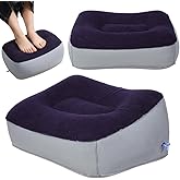 Garneck 2PCS Inflatable Foot Rest Pillows Inflatable Travel Foot Rest Cushions Foot Rest Pads Grey Under Desk Foot Cushions for Airplanes Cars Buses Trains Office 37x28cm (Grey Blue)