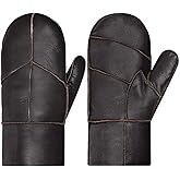 Harssidanzar Women Mittens For Winter,Sheepskin Shearling Fur Lined Warm Genuine Leather Mittens Glove KL030US