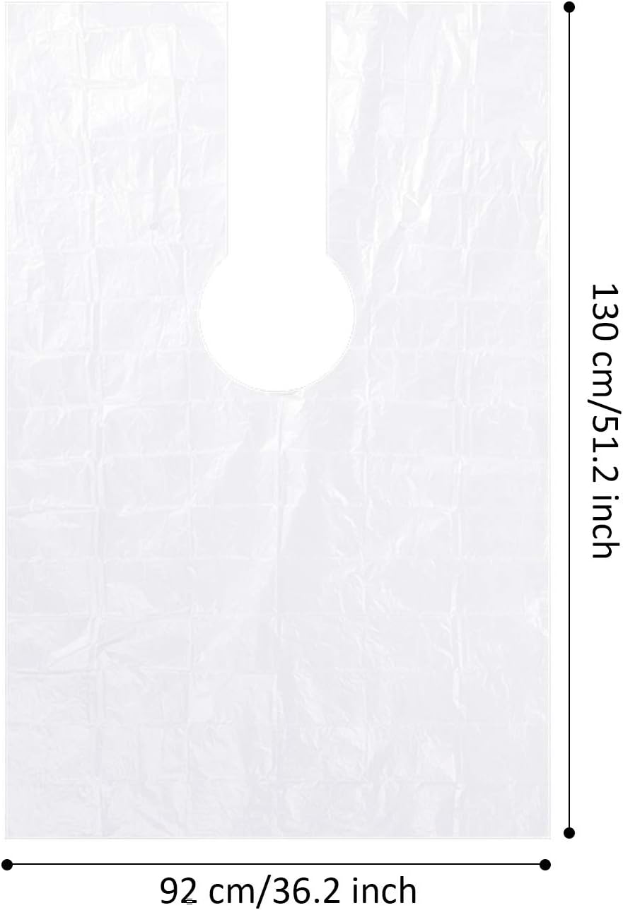 100 Pieces Disposable Salon Cape Waterproof Hair Dye Cutting Coloring Apron Shawl Transparent Barber Shampoo Cape Hairdressing Cape Barber Tools - Image 3
