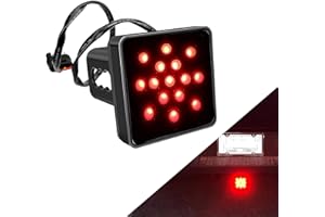 gunhunt 1 PC Car LED Brake Light, 2" Receiver 15 LED Super Bright Bayonet Tail Light Driving Brake Light with Wiring Harness, Plug and Play Tail Light Replacement Bulb, Universal for Trailer (Black)