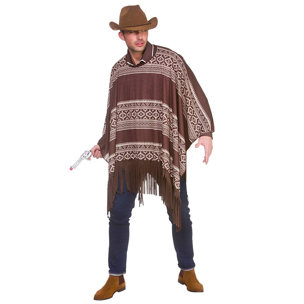 Wicked Costumes Adult Western Gunslinger Poncho Mexican Fancy Dress Costume Cowboy Bandit Outfit - One Size