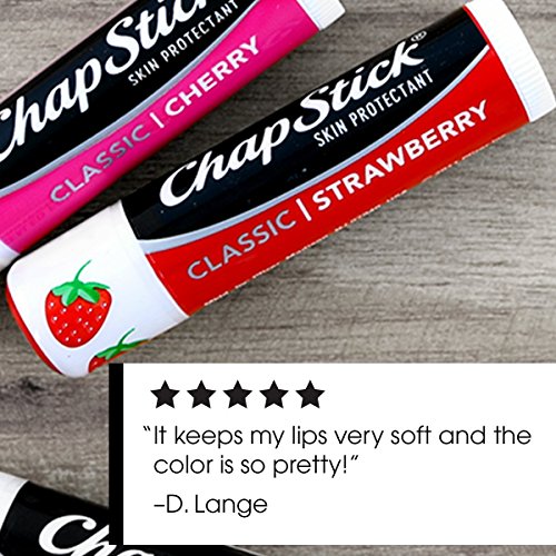 ChapStick Classic (1 Blister Pack of 3 Sticks, Strawberry Flavor) Skin Protectant Flavored Lip Balm Tube, 0.15 Ounce Each - Thumbnail 4