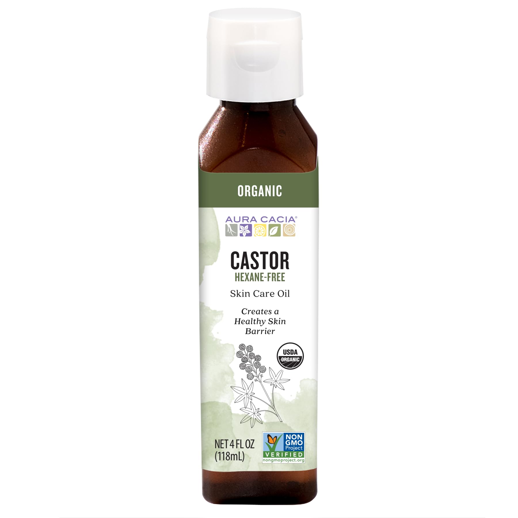 Aura Cacia Organic Skin Care Oil, Castor, 4 Fluid Ounce
