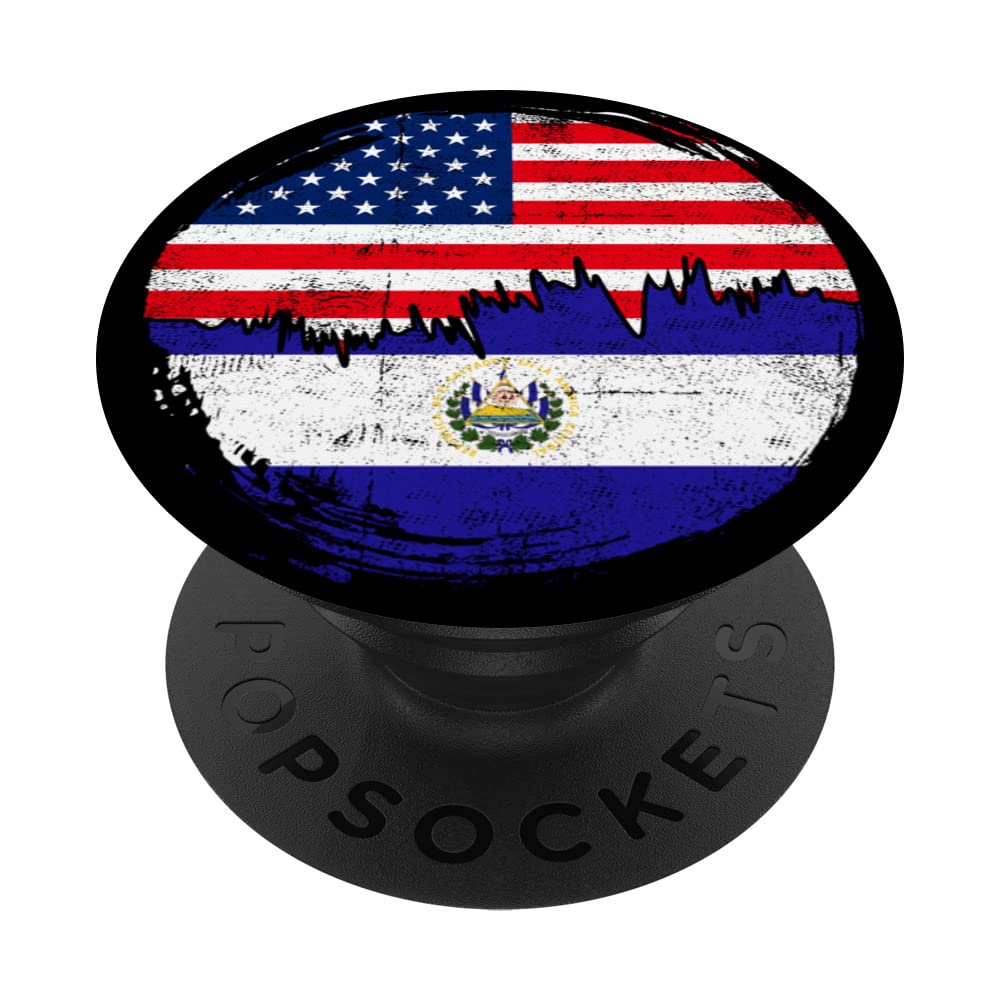 Vintage Salvadorans American Flag | Roots El Salvador Flag PopSockets Swappable PopGrip