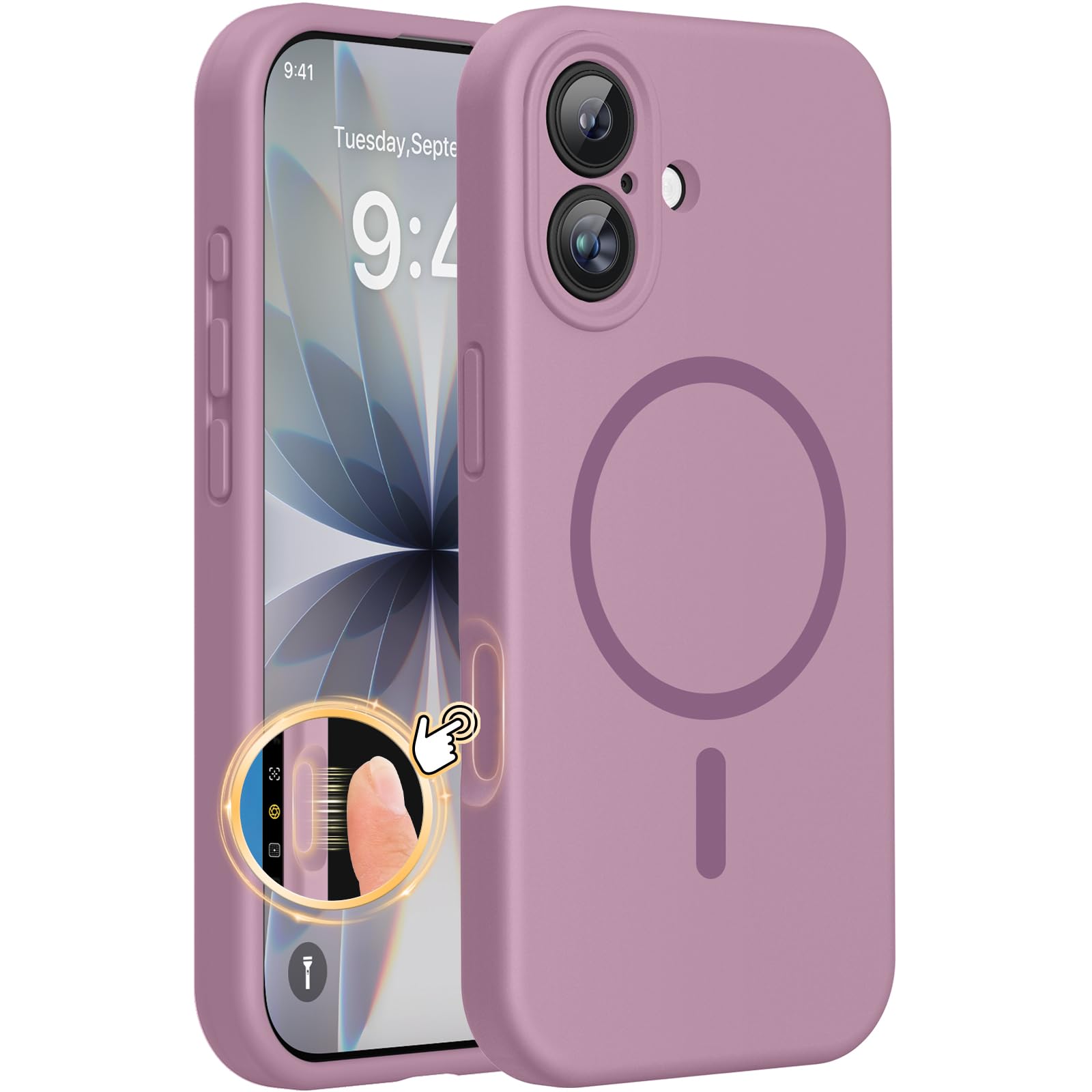 Photo 1 of Miracase Magnetic for iPhone 17 Case, Compatible with MagSafe, Integrated Silicone Camera Control Cover, 3.0mm Thicken Shockproof Drop Protection Phone Case for 17,Blackcurrant