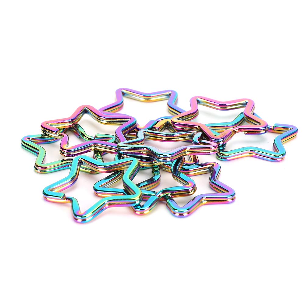 Photo 1 of Lwuey Pentacle Shaped Key Rings, Flat Metal Chain Rings Construction Long Lasting Lightweight Portable Colorful for Fashionable Home Car Office DIY Jewelry Handbag Keyring Supplies Attachment 10PCS