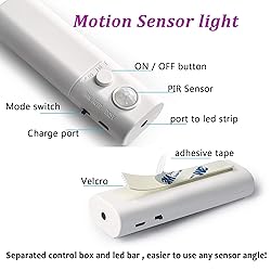 WOBANE Rechargeable Motion Sensor Strip Light, LED