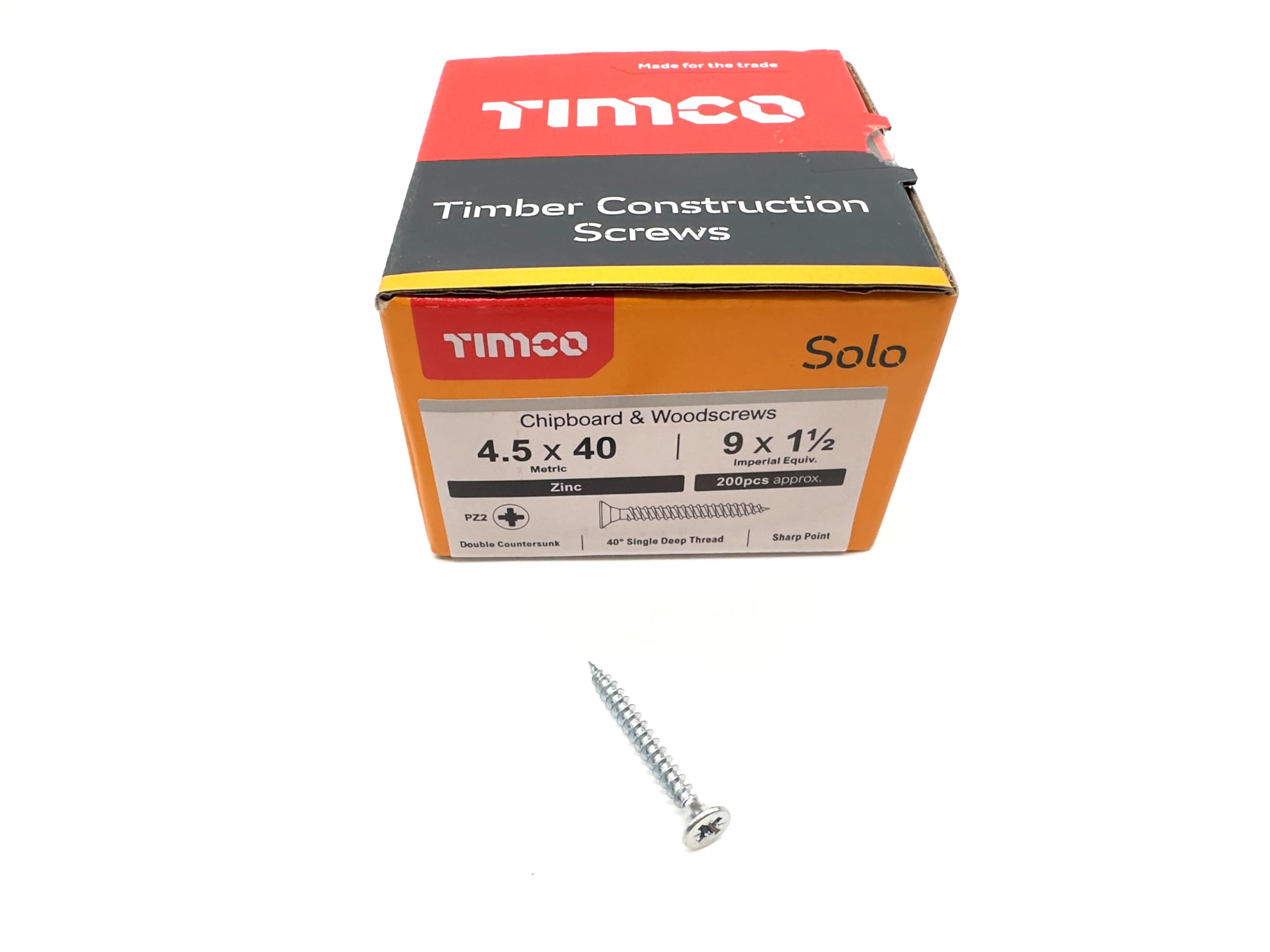 200 Pcs Silver Wood Screws Double Countersunk General Purpose (4.5mm x 40mm)