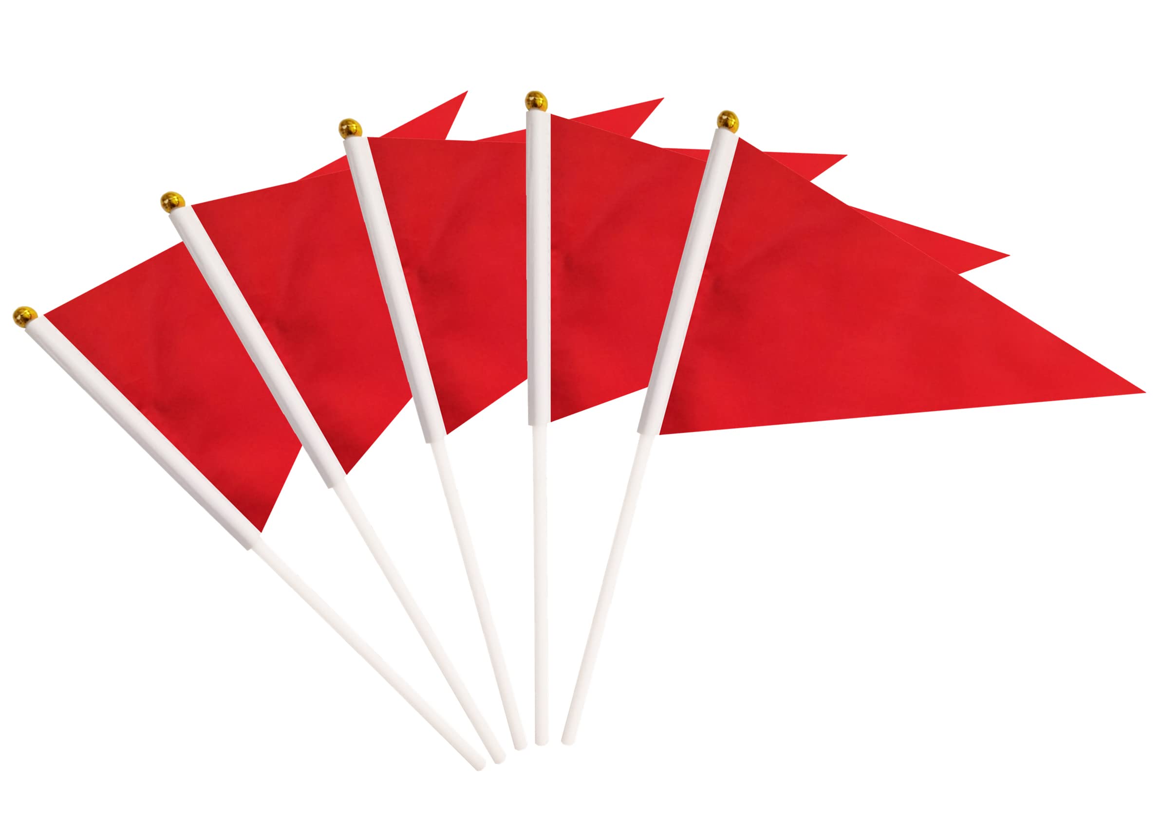 Photo 1 of 25 Pack Red Pennant Flags Small Mini Hand Held Solid Color Pennant On Sticks Flags,Party Events Celebration,School,Grand Opening,Kids Birthday,Sports Clubs,Flower Pot (Red)