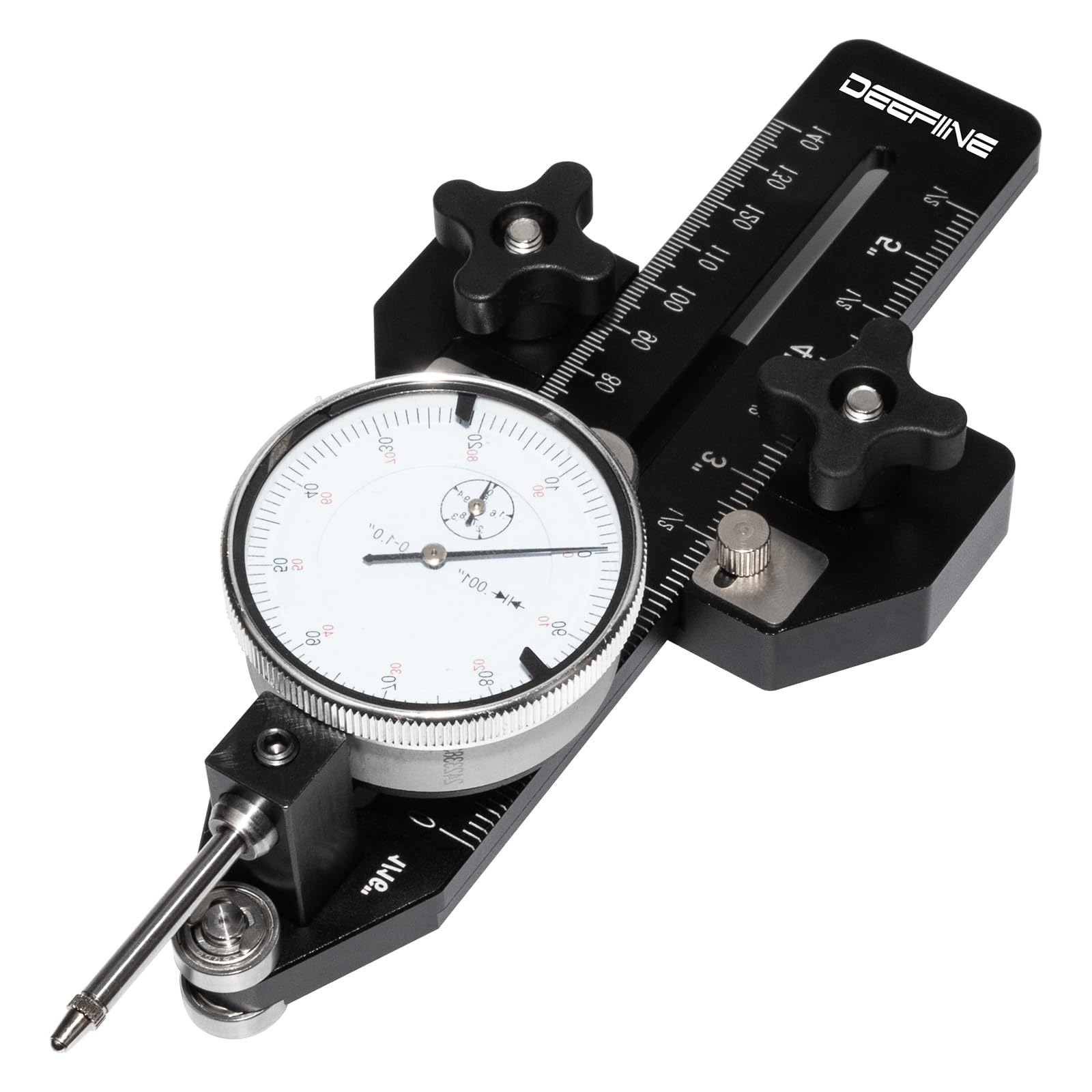 DEEFIINE Thin Rip Jig Table Saw Jig Guide for Making Repetitive Narrow Thin Strip Cuts Woodworking Tools Fast Thin Ripping Guide for Table Saw Band Saw Router Table with Precision Dial Indicator Gauge