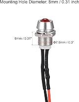 sourcing map AC DC 24V 8mm Red LED Panel Mount Indicator Light Signal Lamp view 3