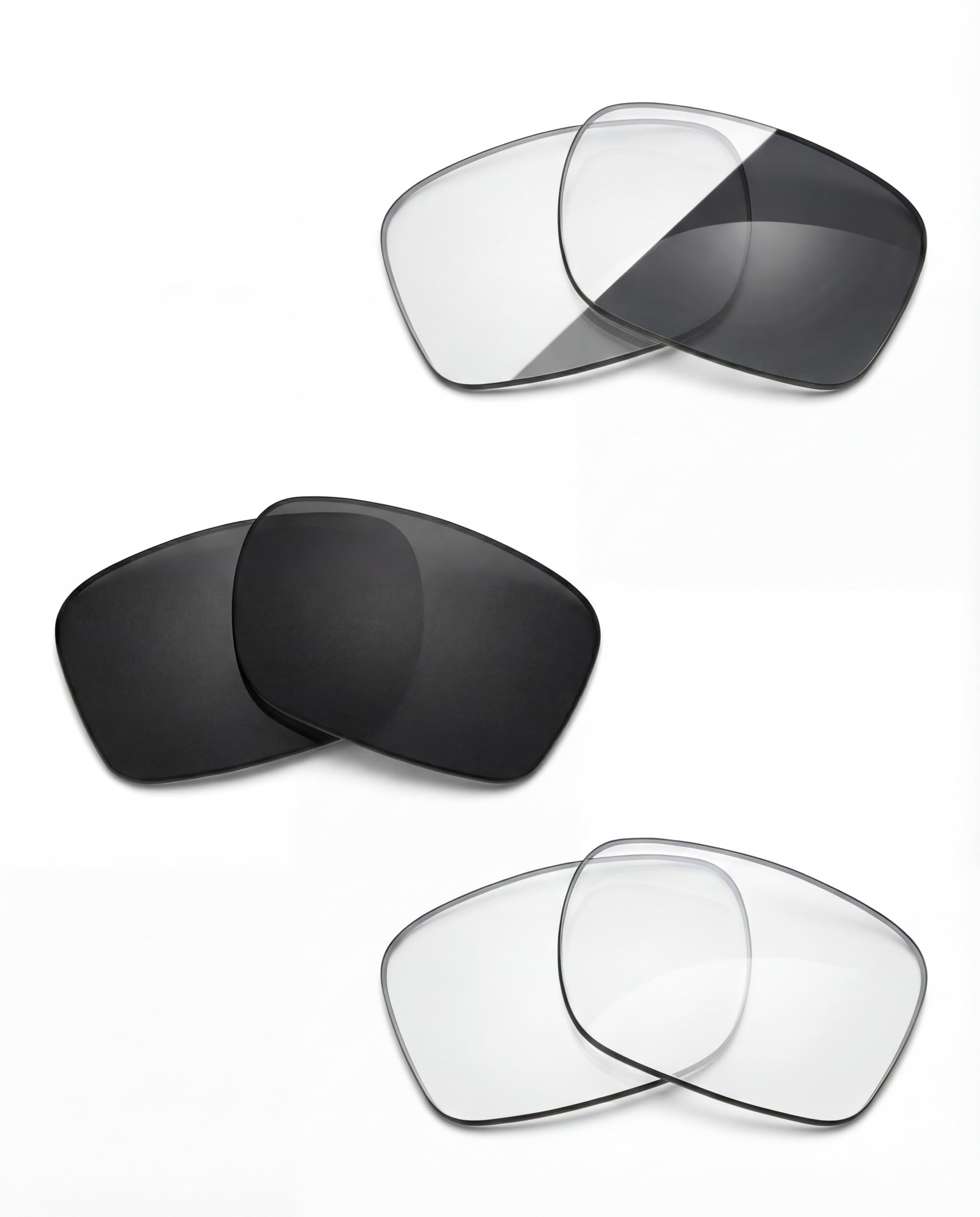 Photo 1 of 3-Pack Replacement Lenses for Ray-Ban Meta Wayfarer RW4006 / Wayfarer (Gen 2) RW4012 , 50mm, Clear + Blue Light Adaptive + Polarized Gray, EVA Case