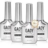 GAOY 4 Pcs 16ml No Wipe Gel Top Coat, Glassy Clear Top Coat, High Gloss Finish for UV Light Cure Gel Nail Polish