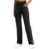 VOOVEEYA Yoga Pants Women with Pockets, Tummy Control Leggings Straight Leg High Waist Work Dress Pants Petite/Regular/Tall