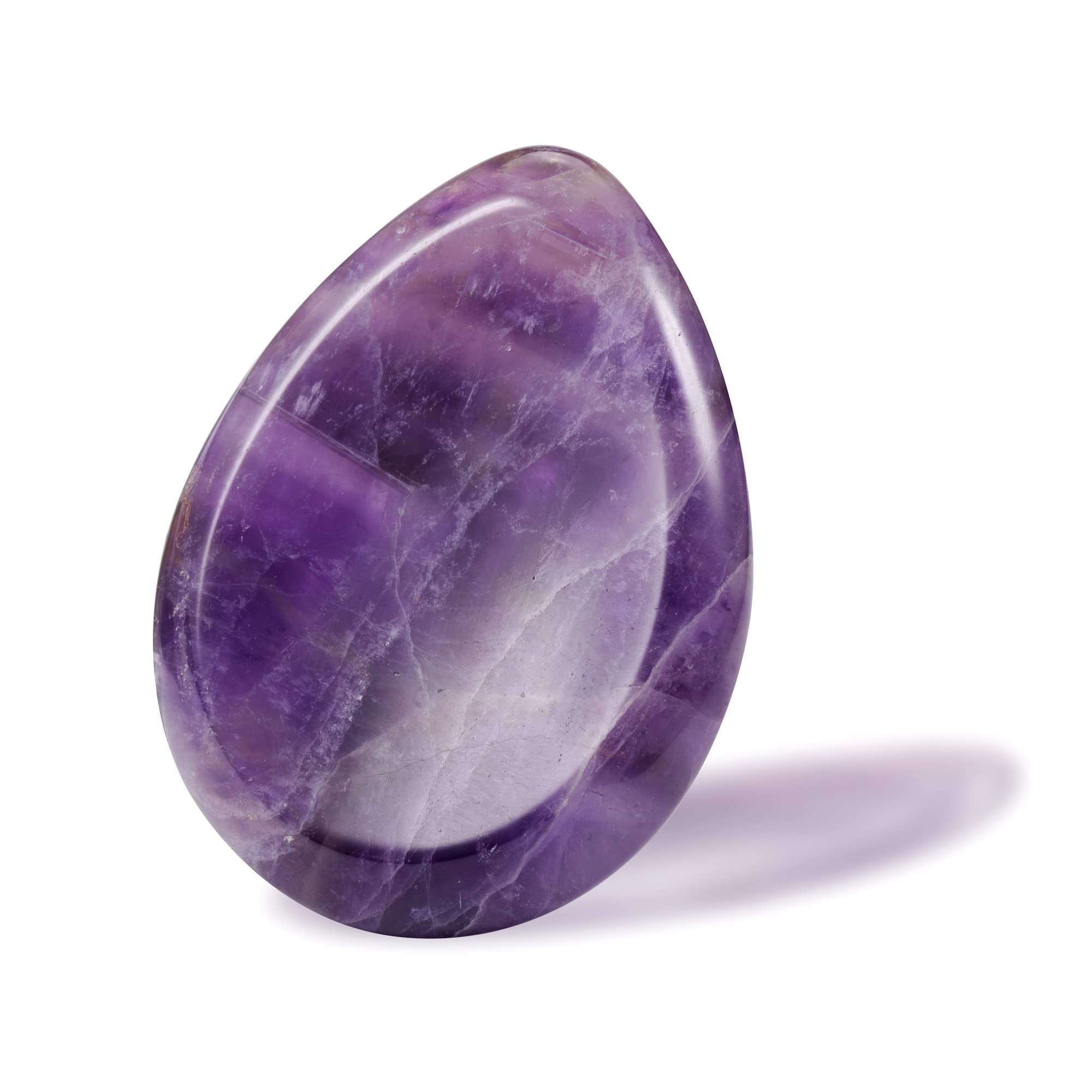JSDDE Natural Healing Crystal Thumb Worry Stone - Smooth Pocket Palm Gemstone, Anxiety Stress Relieve (Amethyst)
