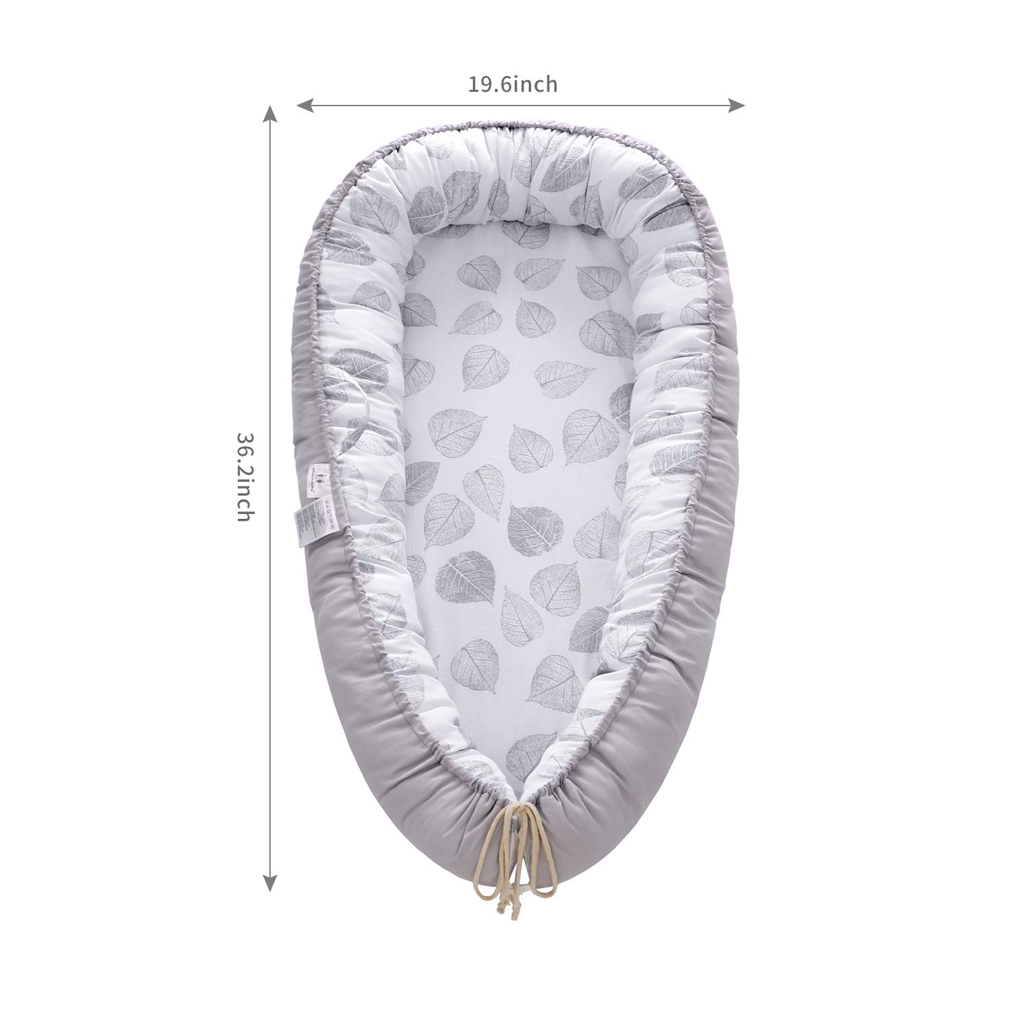 Baby Lounger, Baby Lounger Cosleeper and Baby Nest, Portable 100% Organic Soft Cotton Baby Loungers Pillow Crib, Machine Washable Breathable Newborn Lounger Baby Nest for Cosleeping (Grey Leaf): Baby