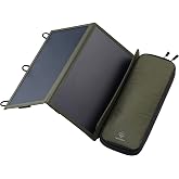 ELECOM NESTOUT Portable Solar Panel, Dual USB-A Ports, 28W Power Generation Charger for Phone Camping, Durable Water-Resistant Ripstop Nylon, Foldable Lightweight, Adjustable Stands (2-Panel)