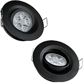 Acegoo Swivel RV Light Recessed Puck Light 12V LED Spotlight RV Interior Light, 36&deg; Beam Angle Vertical 70&deg; Adjustment,Full Aluminum Downlights,Diameter 2-3/4 Inch(Black/3000K 2Pcs)