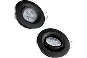 Acegoo Swivel RV Light Recessed Puck Light 12V LED Spotlight RV Interior Light, 36° Beam Angle Vertical 70° Adjustment,Full Aluminum Downlights,Diameter 2-3/4 Inch(Black/3000K 2Pcs)
