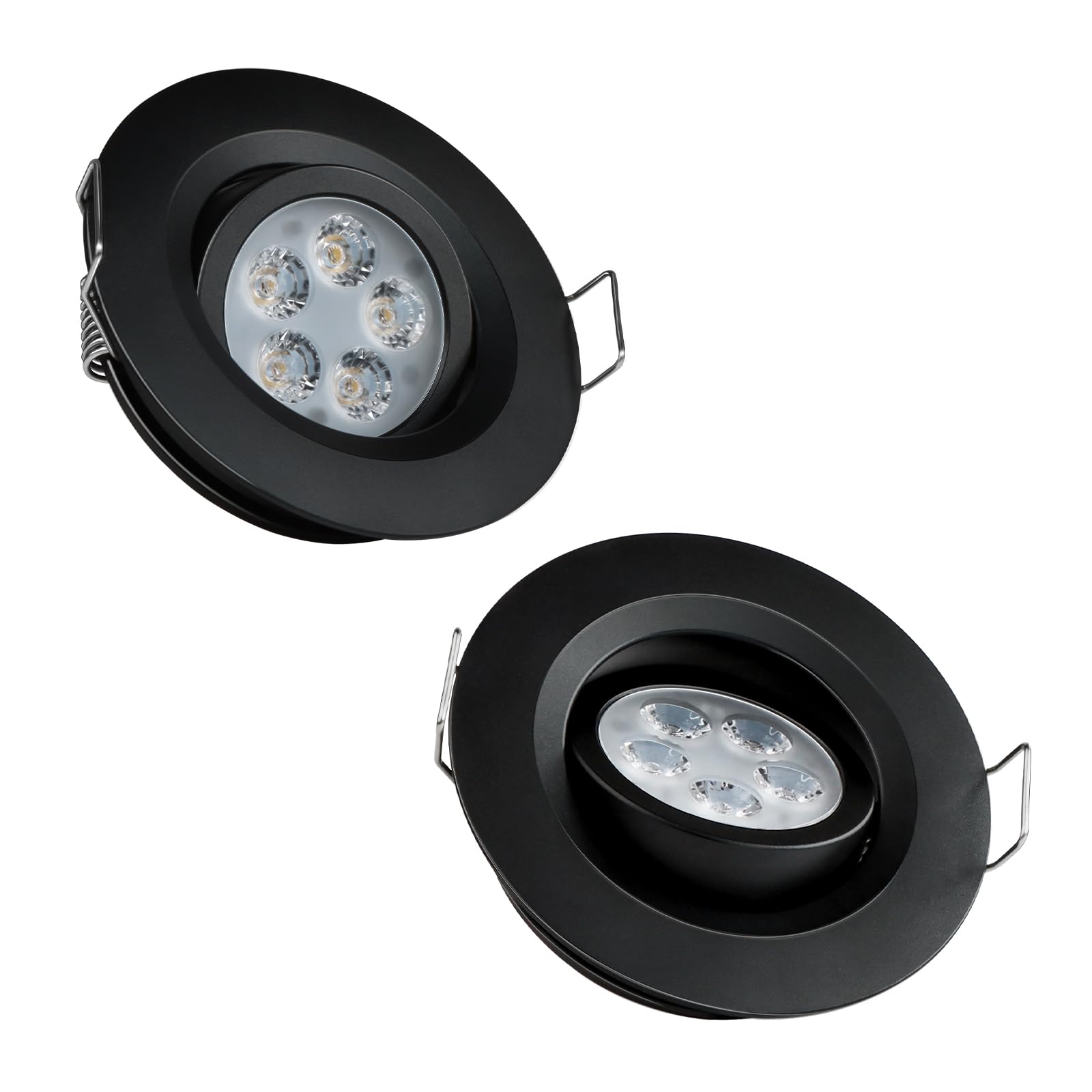 Photo 1 of Acegoo Swivel RV Light Recessed Puck Light 12V LED Spotlight RV Interior Light, 36° Beam Angle Vertical 70° Adjustment,Full Aluminum Downlights,Diameter 2-3/4 Inch(Black/3000K 2Pcs)
