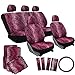 OxGord 17pc Leopard Seat Cover Carpet Floor Mat Set for Car/Truck/Van/SUV, Pink