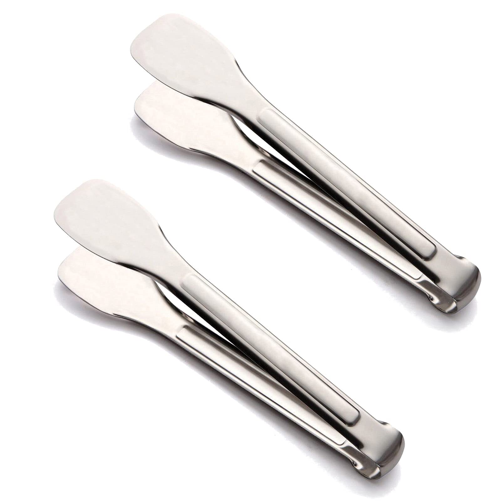 Tenta Kitchen 9 Inch One-Piece Stainless Steel Multipurpose Gripper Appetizer Vegetavle Salad Dessert Barbecue Ice Tongs