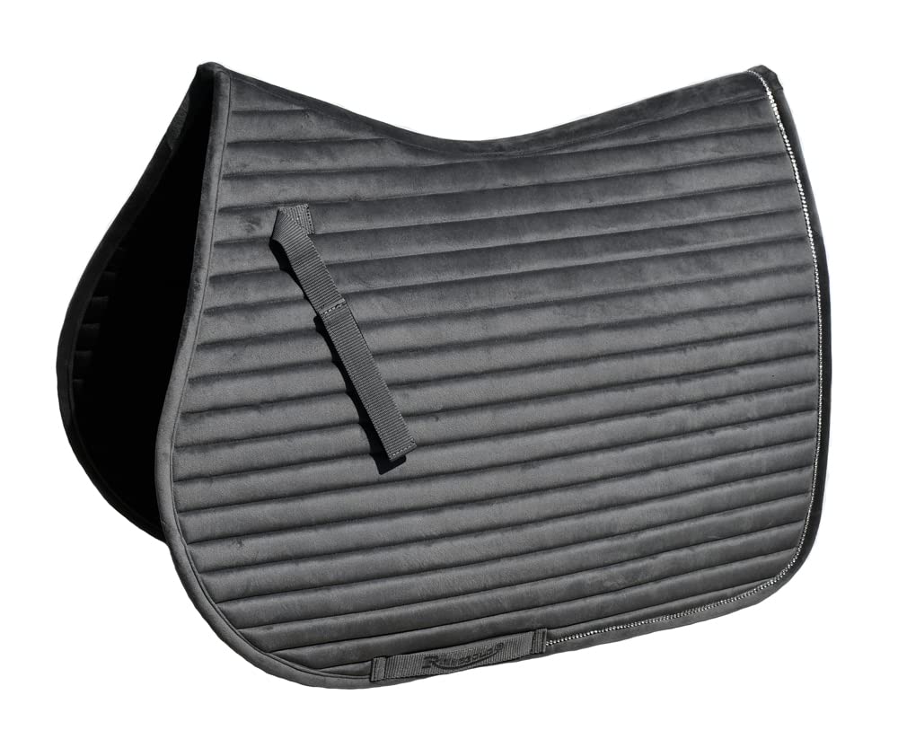 Rhinegold Diamante Channel Quilt GP Saddle Pad-Cob-LavaGrey