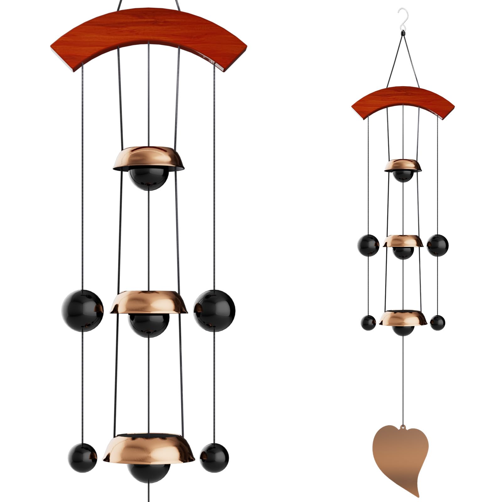 Photo 1 of 26'' Bell Wind Chimes for Outside Clearance, Temple Windchimes Outdoors w/3 Copper Bells, Memorial Wind Chime Gifts for Mom Grandma Neighbors, Feng Shui Wind Bell for Home Garden Patio Porch Zen Decor