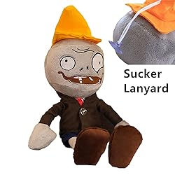 JHESAO 12" PVZ Plush Conehead Zombies Brown Coat